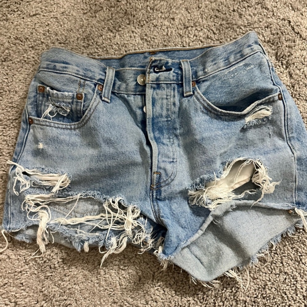 Levi Blue Distressed Jean Shorts